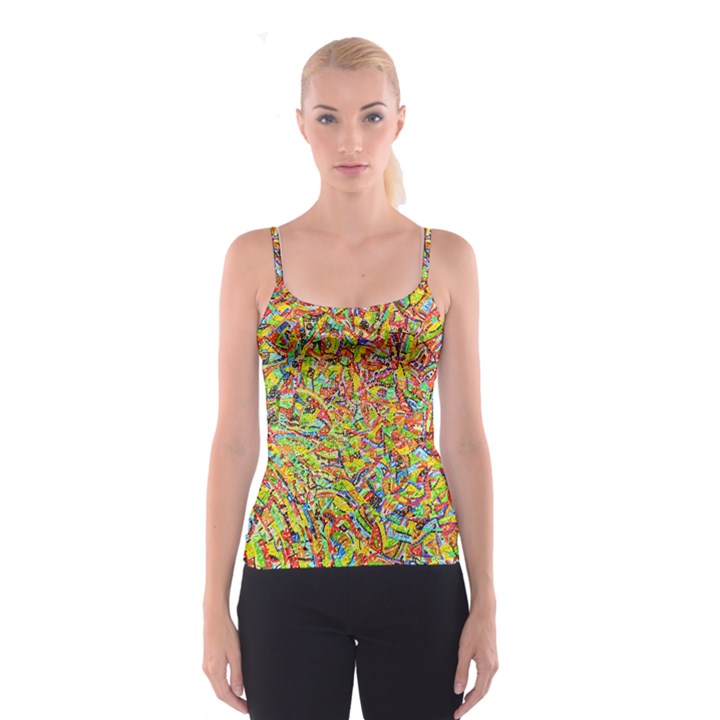 Canvas Acrylic Design Color Spaghetti Strap Top