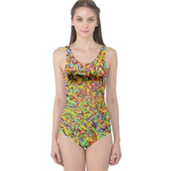 Canvas Acrylic Design Color One Piece Swimsuit