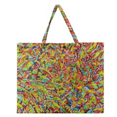 Canvas Acrylic Design Color Zipper Large Tote Bag