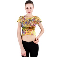 Canvas Acrylic Design Color Crew Neck Crop Top