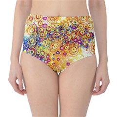 Canvas Acrylic Design Color High-waist Bikini Bottoms