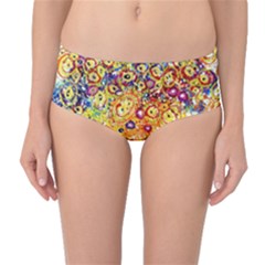 Canvas Acrylic Design Color Mid-waist Bikini Bottoms