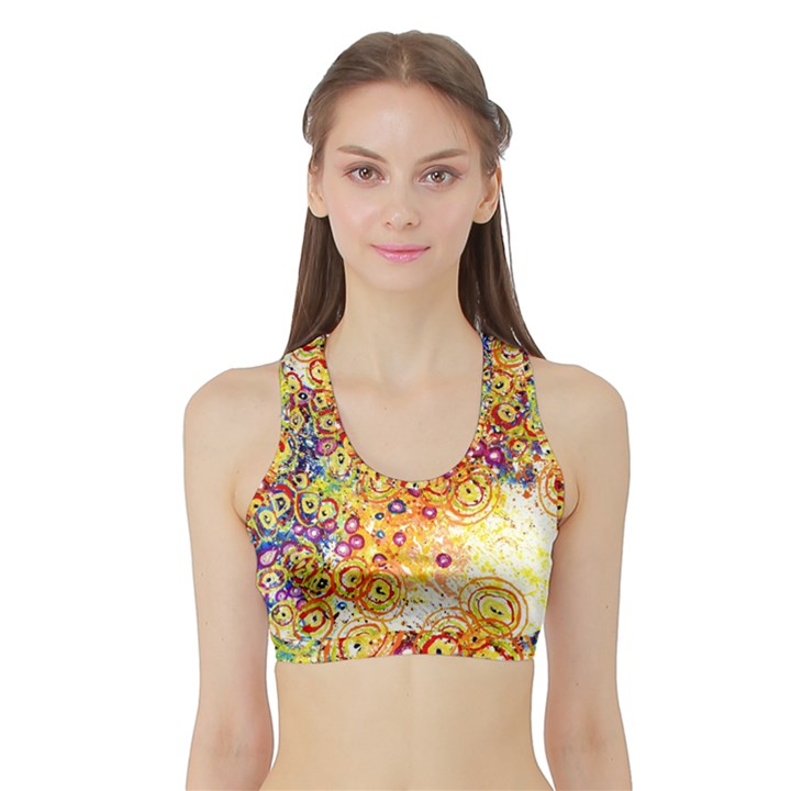 Canvas Acrylic Design Color Sports Bra with Border