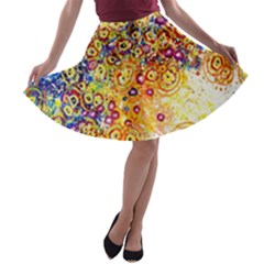 Canvas Acrylic Design Color A-line Skater Skirt