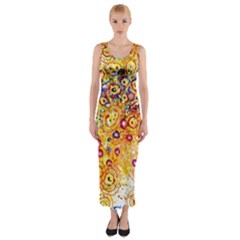 Canvas Acrylic Design Color Fitted Maxi Dress