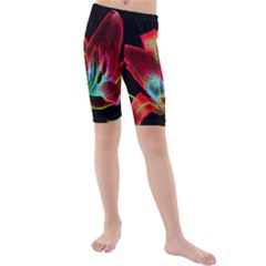 Flower Pattern Design Abstract Background Kids  Mid Length Swim Shorts