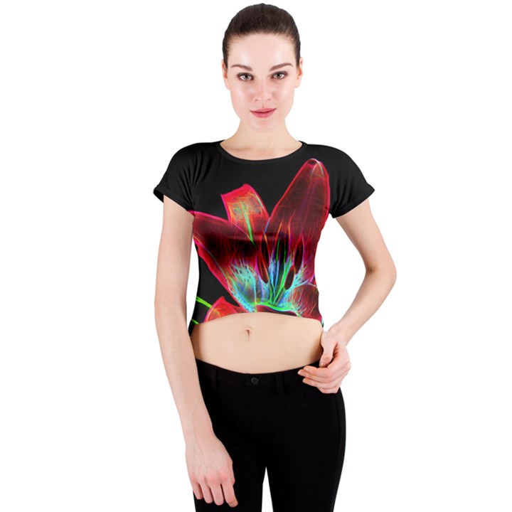 Flower Pattern Design Abstract Background Crew Neck Crop Top