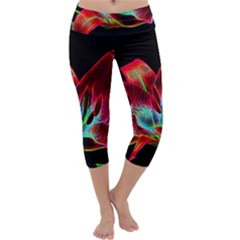 Flower Pattern Design Abstract Background Capri Yoga Leggings