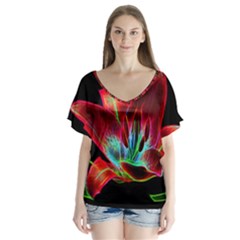 Flower Pattern Design Abstract Background Flutter Sleeve Top