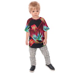 Flower Pattern Design Abstract Background Kids  Raglan Tee