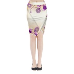 Floral Background Midi Wrap Pencil Skirt