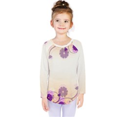 Floral Background Kids  Long Sleeve Tee