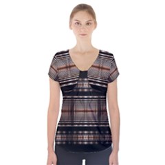 Fractal Art Design Geometry Short Sleeve Front Detail Top