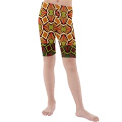 Geometry Shape Retro Trendy Symbol Kids  Mid Length Swim Shorts by Amaryn4rt