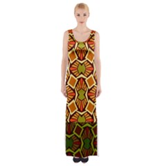 Geometry Shape Retro Trendy Symbol Maxi Thigh Split Dress by Amaryn4rt