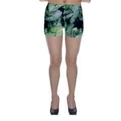 Green Leaves Nature Pattern Plant Skinny Shorts