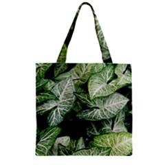 Green Leaves Nature Pattern Plant Zipper Grocery Tote Bag