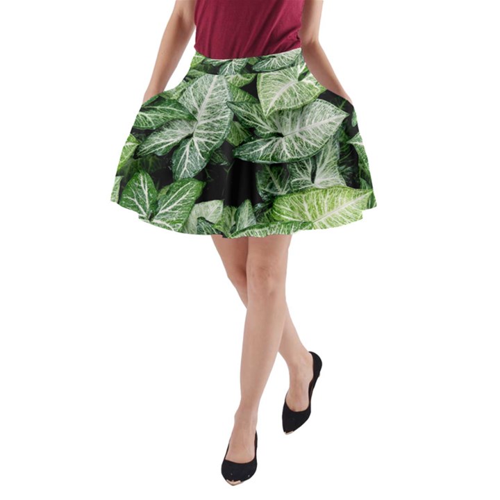 Green Leaves Nature Pattern Plant A-Line Pocket Skirt