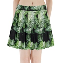 Green Leaves Nature Pattern Plant Pleated Mini Skirt