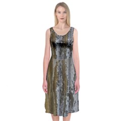 Grunge Rust Old Wall Metal Texture Midi Sleeveless Dress