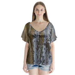 Grunge Rust Old Wall Metal Texture Flutter Sleeve Top