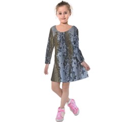 Grunge Rust Old Wall Metal Texture Kids  Long Sleeve Velvet Dress