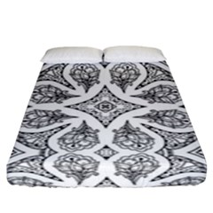 Mandala Line Art Black And White Fitted Sheet (king Size)