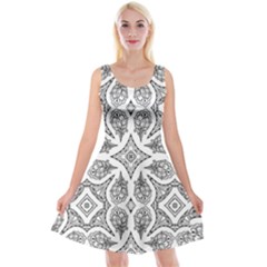 Mandala Line Art Black And White Reversible Velvet Sleeveless Dress by Amaryn4rt