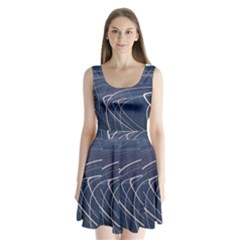 Light Movement Pattern Abstract Split Back Mini Dress 