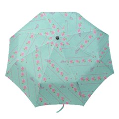 Love Flower Blue Background Texture Folding Umbrellas by Amaryn4rt