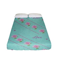 Love Flower Blue Background Texture Fitted Sheet (full/ Double Size)