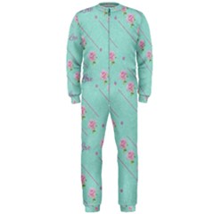 Love Flower Blue Background Texture Onepiece Jumpsuit (men) 