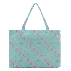 Love Flower Blue Background Texture Medium Tote Bag