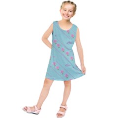 Love Flower Blue Background Texture Kids  Tunic Dress