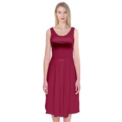 Deep Red Midi Sleeveless Dress