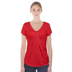 Just Red Short Sleeve Front Detail Top