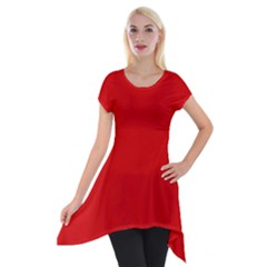 Just Red Short Sleeve Side Drop Tunic