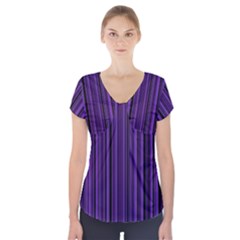 Purple Short Sleeve Front Detail Top