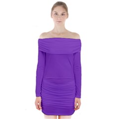 Purple Long Sleeve Off Shoulder Dress