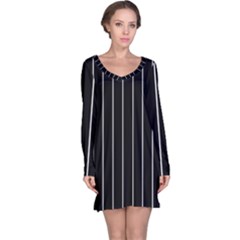 Black And White Lines Long Sleeve Nightdress