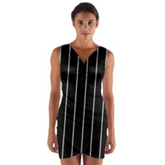 Black And White Lines Wrap Front Bodycon Dress by Valentinaart