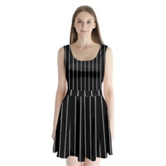 Black And White Lines Split Back Mini Dress 