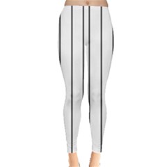 White And Black Lines Leggings  by Valentinaart