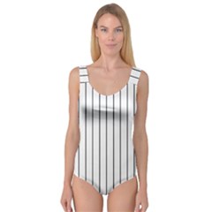 White And Black Lines Princess Tank Leotard 