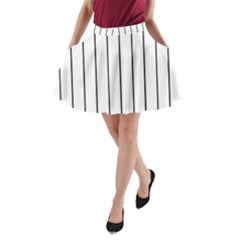 White And Black Lines A-line Pocket Skirt by Valentinaart