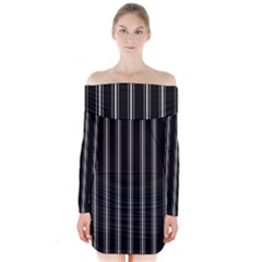 Black And White Lines Long Sleeve Off Shoulder Dress