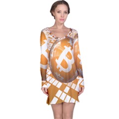 Network Bitcoin Currency Connection Long Sleeve Nightdress by Amaryn4rt