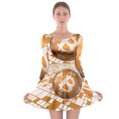 Network Bitcoin Currency Connection Long Sleeve Skater Dress by Amaryn4rt