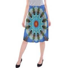 Pattern Blue Brown Background Midi Beach Skirt