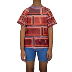 Portugal Ceramic Tiles Wall Kids  Short Sleeve Swimwear